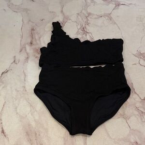 Girls black one shoulder bikini